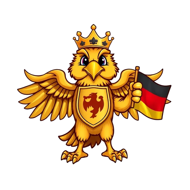 Scout Maskottchen mit deutscher Flagge