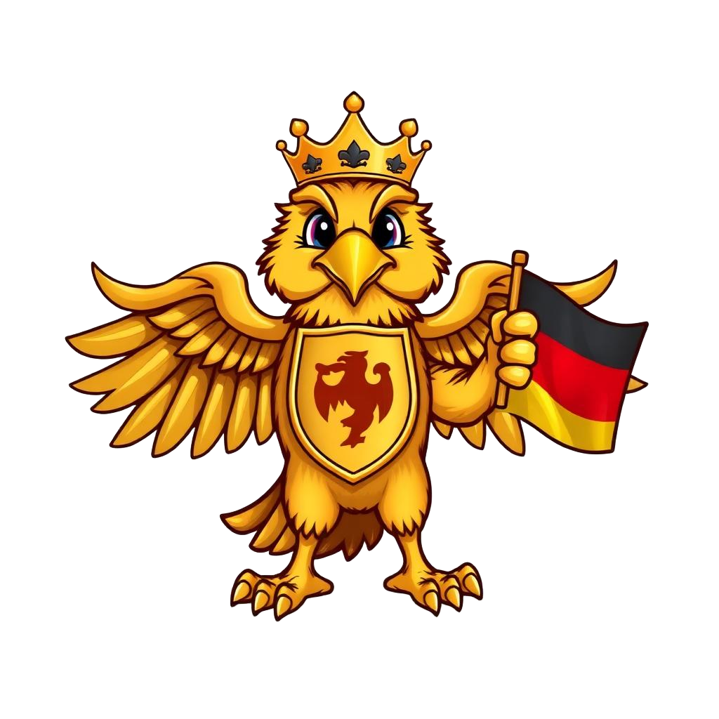 Scout Maskottchen mit deutscher Flagge